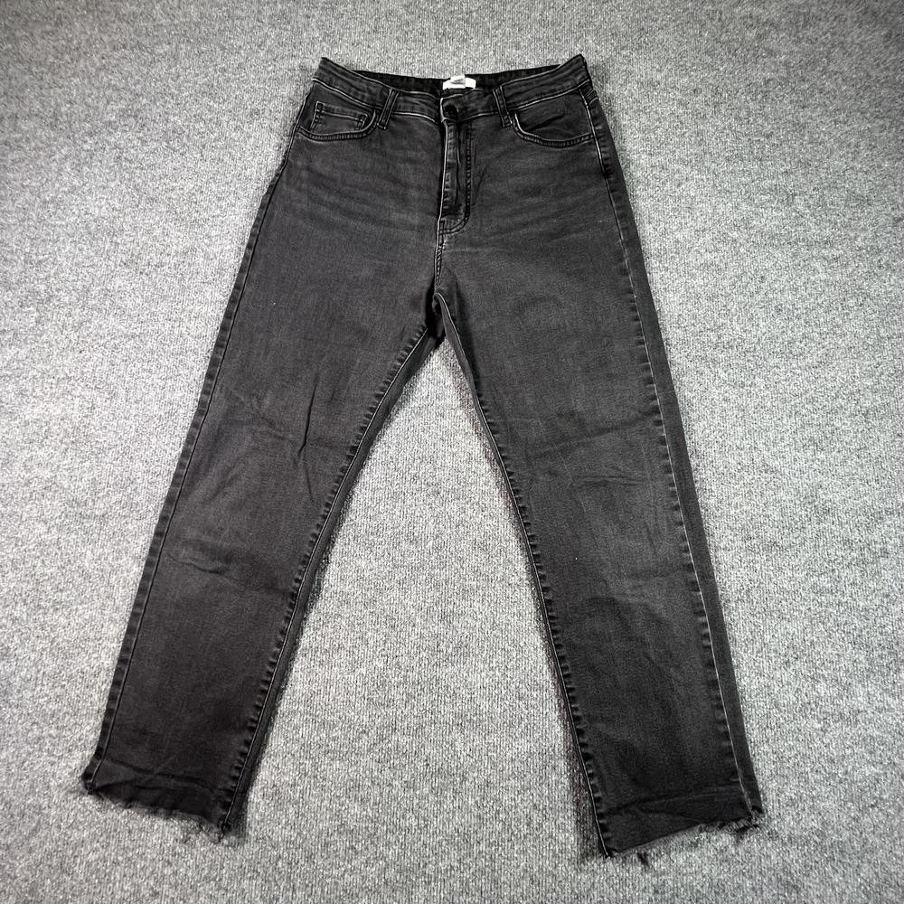 Forever 21 Jeans Men's 30x27 Black Cotton Denim Straight Frayed-Hem Workwear